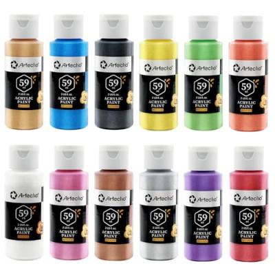 Artecho Metallic Acrylic Paint Set - 12 Colors
