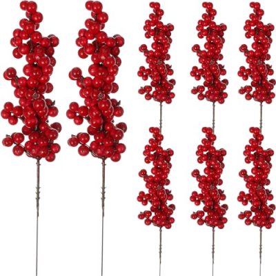 EXCEART Artificial Red Berry Stems