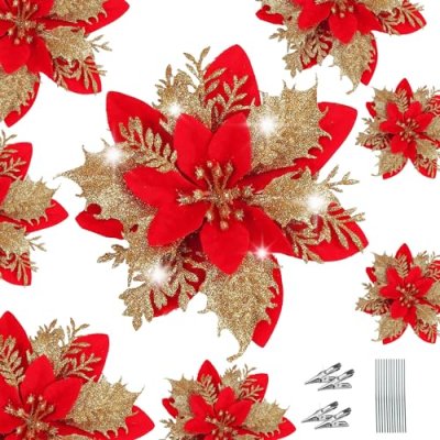 WUBAYI Artificial Poinsettia Flowers
