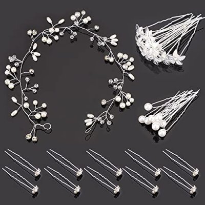 Crystal Flower Hair Pins