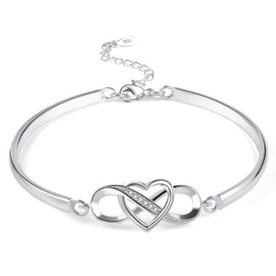 Ash's Choice Silver Heart Bangle Bracelet