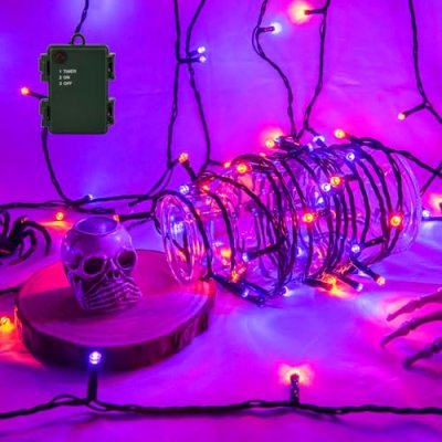 Isisyu Orange Purple Halloween Lights Outdoor, 3M…