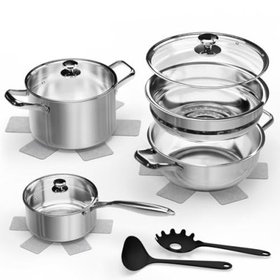 Stainless Steel Saucepan Set with Steamer