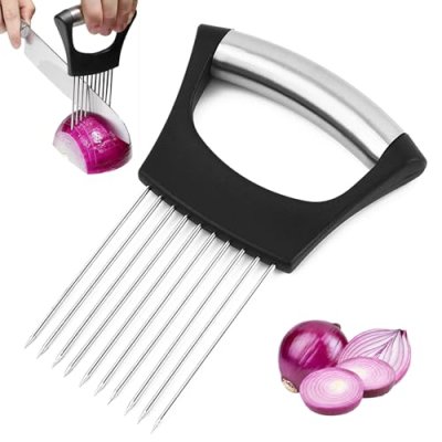 Stainless Steel Onion Slicer & Vegetable Holder –…