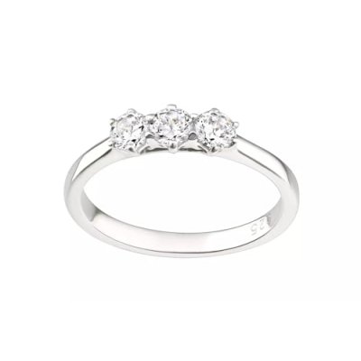 Sterling Silver 0.50ct Three Stone Engagement…