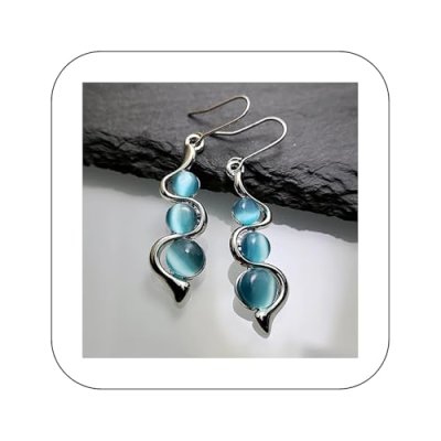 Sterling Silver Wavy Gem Earrings