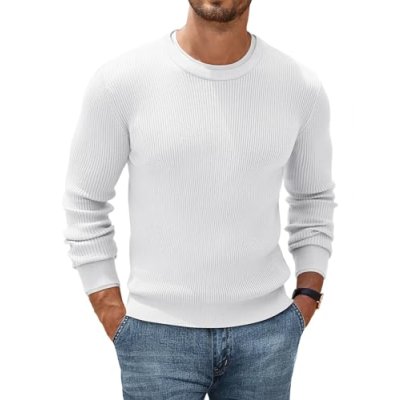 COOFANDY Striped Crew Neck Jumper