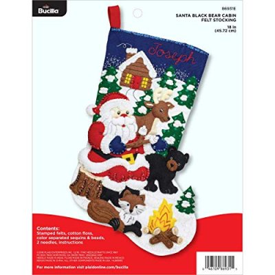 Bucilla Felt Stocking Applique Kit, 18", Santa…