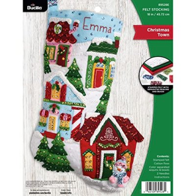 Bucilla Felt Stocking Applique Kit 18" Long…