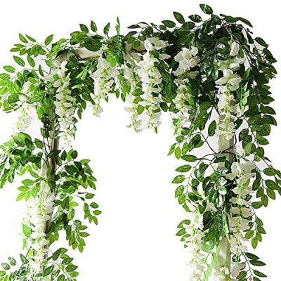Yueshop 2x7FT Artificial Wisteria Vine Garland…