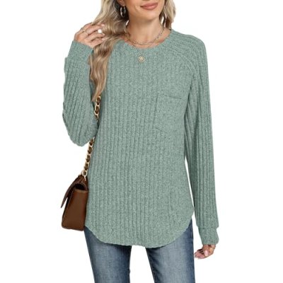 Ruisita Women's Long Sleeve Tops Lightweight Knit…