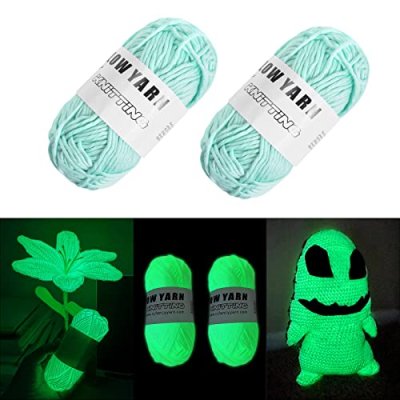AUAUY Luminous Yarn, 2 PCS Polyester Yarn Glow in…