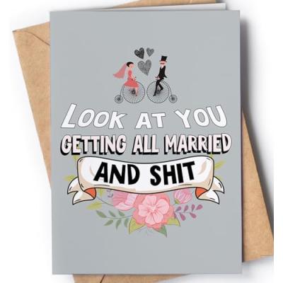 Humorous Wedding Card for Groom and Bride