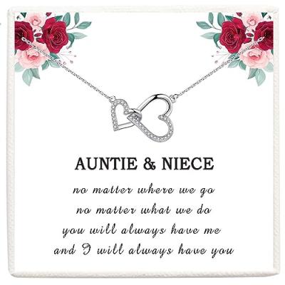 VOSAP Auntie Niece Hearts Necklace