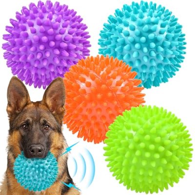 Ousiya Thickened 12 cm Squeaky Dog Toy Balls, 4…