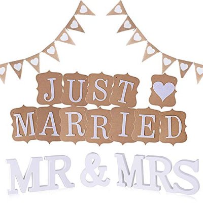 KINDPMA Just Married Decorations Mr and Mrs Sign…