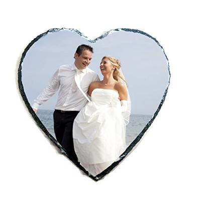 Custom Heart Shape Rock Slate Photo Display