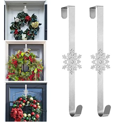 Hutato 2Pcs Christmas Snowflake Wreath Door…
