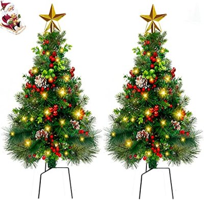 Outdoor Pre-Lit Christmas Trees