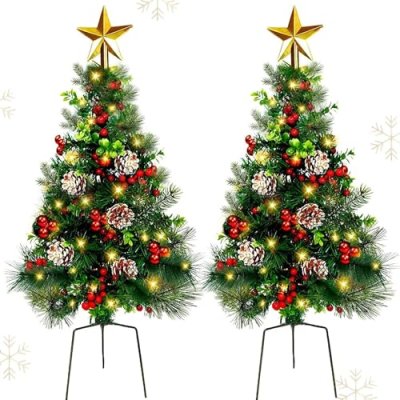 Outdoor Pre-Lit Christmas Trees