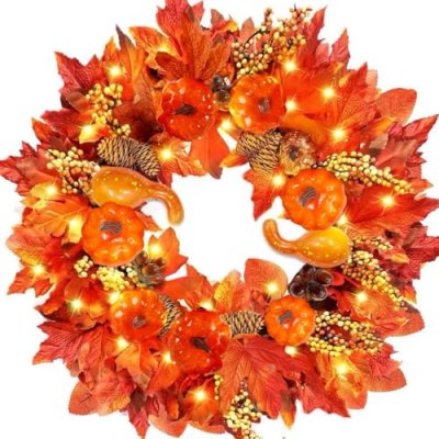 Autumn Wreath with LED Lights