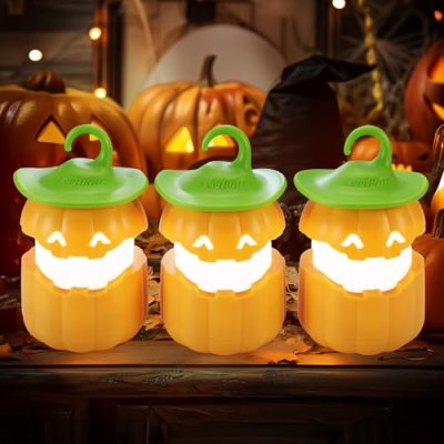 EverBrite 3-Pack Halloween Pumpkin Lantern, Two…