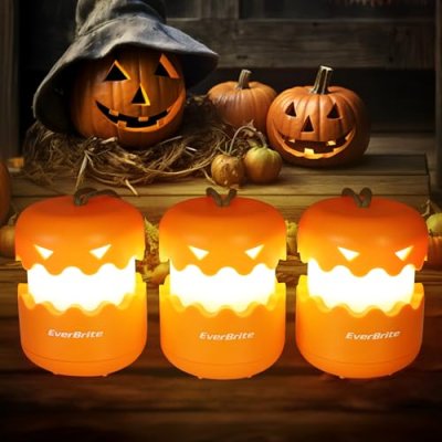 EverBrite 3 Pack Halloween Pumpkin Lantern,…