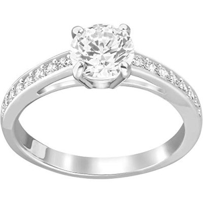 Swarovski Attract ring, Round cut, Pavé, White,…