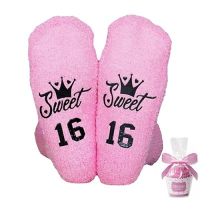 Sweet 16 Pink Fluffy Socks Gift