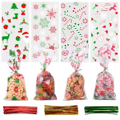 Cydaluya Christmas Cellophane Bags