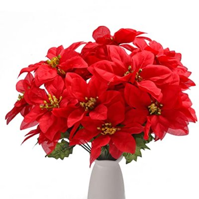 Cymax 4 Pcs Poinsettia Artificial Christmas…