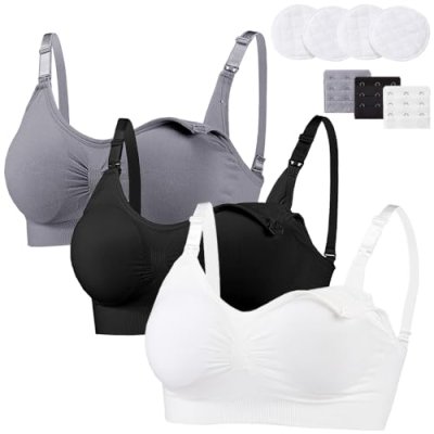 Bysion 3 Pack Women’s Nursing Bra Wireless…