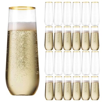 Sythrix Plastic Champagne Flutes 25 Packs…